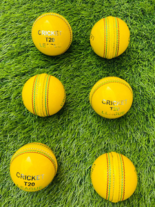 Ballon de cricket d'intérieur de haute qualité en PU injecté, léger, durable, jaune, T20, ballons de ligue de cricket d'intérieur - Product Image 3