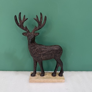 Modern Artistic Aluminum/Wood Deer Sculpture Handmade Animal <b>Figure</b> Tabletop Decor for Living Room <b>Christmas</b> Theme - Product Image 4