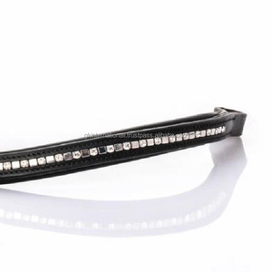 Cristaux clairs personnalisés et Mini bande de sourcil de cheval en cuir noir en forme de vague de pneu avec rembourrage doux de vache et bande de sourcil cousue - Product Image 5