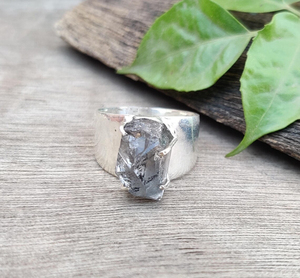 Bague unisexe en diamant Herkimer naturel, sertie de griffes en argent sterling 925, bijoux en pierres précieuses faits à la main, vente en gros - Product Image 5
