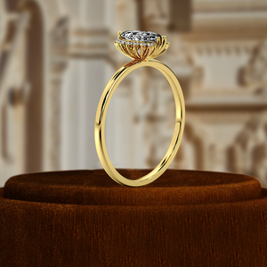 แหวนเพชรทรงมาร์คีส์ 1 กะรัต, แหวนเพชรเม็ดใหญ่แบบคลัสเตอร์ทอง 14k, แหวนเพชรทรงวินเทจดีไซน์เฉพาะตัวพร้อมเพชรด้านข้าง - Product Image 5