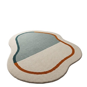 Nueva alfombra de alta calidad exclusiva de lujo antideslizante de diseño abstracto de lana NZ copetuda a mano con respaldo de látex para sala de estar dormitorio - Product Image 1