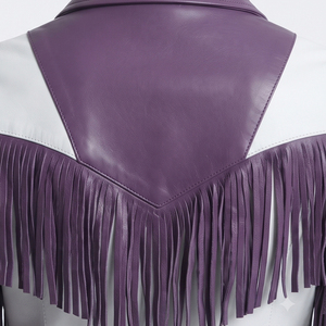 Women Fashion Leather Fringe <b>Jacket</b> Female Leather Fringed With Turn-Down-Collar Women's Side Pockets Leather Fringe <b>Jacket</b> - Product Image 5