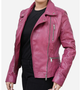 Top Sale Women's Biker Style <b>Real</b> <b>Leather</b> <b>Jacket</b> Lapel Collar Zipper Breathable Viscose Lining Direct Factory Wholesale Sialkot - Product Image 5