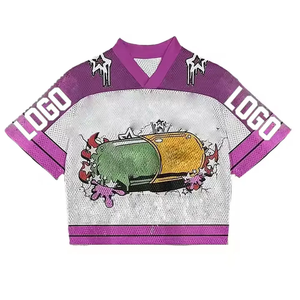 Camiseta de fútbol de malla para hombre, sublimada personalizada, corta, holgada, 100% poliéster, con estampado animal, retro, de manga corta y cuello en V. - Product Image 1