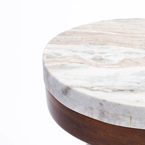 Modern Solid Wood Multi-functional Convertible Extendable Nightstand Mango Wood Side Table with Sawar Marble - Product Image 4