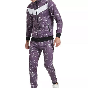 Solid Front Zip Winter Breathable Lightweight 100% Cotton <b>Men</b> Plus Size Loose Fit Soft Fleece Tracksuit Set Custom Logo - Product Image 1