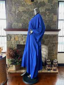 Robe caftan en rayonne bleu uni teinte à la main, grande taille, coupe ample, élégante, pour femme, tenue décontractée - Product Image 3