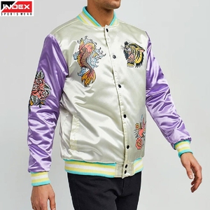 Veste de sport en satin personnalisée avec logo USA, veste bomber pour homme, qualité supérieure, fabricant de vêtements de sport, fournisseur pour commandes en gros - Product Image 1