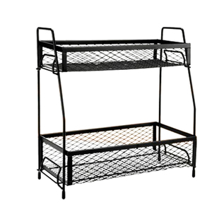 Elegant Black Metal Wall Mounted Storage Rack with Unique Shape 3 Layers Four <b>Shelf</b> Spice <b>Organizer</b> with Glass <b>Shelves</b> - Product Image 3