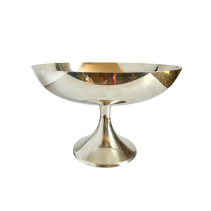 Moderno Cuenco de Metal Plateado con Base, Elegante Centro de Mesa de Acero Inoxidable para Frutas, Compota para Hogar y Bodas - Product Image 1