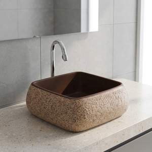Luxury Royal Style Magenta Pink Ceramic Countertop Wash Basin With Golden Design For Villa And Hospital - Product Image 5