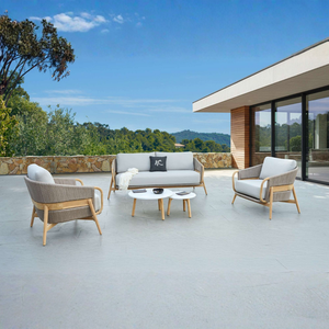 Conjunto de Sofás de Exterior Estilo Resort MONACO con Acabado en Teca y Cuerda - Product Image 1