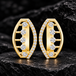 ต่างหูเพชรทรงกลมเพาะเลี้ยงในห้องปฏิบัติการ ทอง 14K 18K ประดับเพชรแบบ Pave ทรงโค้ง 0.43 กะรัต DEF VVS ต่างหูวินเทจสำหรับเจ้าสาวงานแต่งงาน ดีไซน์ ODM - Product Image 1