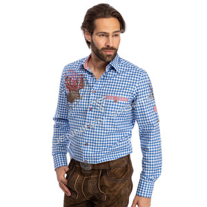 Chemise à carreaux allemande bleue et blanche avec impression, costume traditionnel bavarois pour hommes, fête, Oktoberfest, t-shirt - Product Image 2