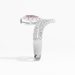 แหวนเพชรโมอิสซาไนต์สีชมพูทรงลูกแพร์สำหรับผู้หญิง ดีไซน์คลาสสิก ประดับเพชร 1.27 กะรัต ชุบโรเดียม รับรองโดยผู้เชี่ยวชาญ 10K 14K - Product Image 2