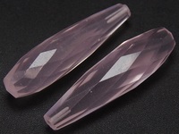 Perles allongées en verre de quartz facetté de 30 mm, paires assorties |   Pierres précieuses percées en demi-rond pour la fabrication de bijoux (boucles d'oreilles)