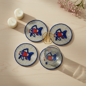 2026 Top-Selling Handmade Eco-Friendly Flower-Shaped Multi-Color Glass <b>Beaded</b> <b>Coasters</b> Indian Craft Wholesale for Stylish Table - Product Image 5