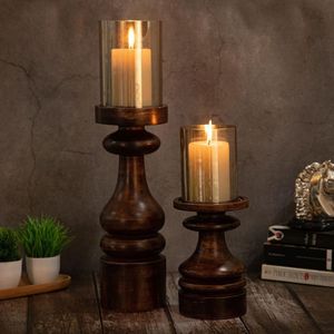 Support de bougie en bois rustique haut de gamme pour décoration de mariage, accent d'intérieur pour salle à manger, présentoir artisanal fait main - Product Image 1