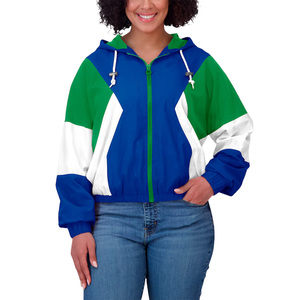 Womens Color Block Hooded <b>Racer</b> <b>Jacket</b> Zip Fly Elastic Waist Regular Fit All Seasons Outdoor Wear Blue Green White OEM Service - Product Image 5