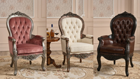 Fauteuil d'appoint baroque de luxe, cadre sculpté doré, revêtement en velours, style royal, mobilier personnalisé, cadeau, OEM