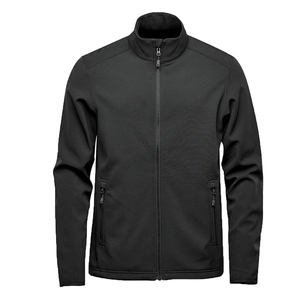 Men's <b>Black</b> <b>Fleece</b> Jacket Windproof Zipper Closure Casual Solid Color Regular Fit Stand Collar Polyester Material - Product Image 1