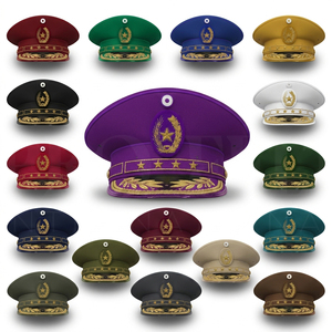 Hot Selling Customized Hand Embroidery Brim Headwear Trendy Solid Plain Color Formal Dress Uniform General Peak <b>Hats</b> For Unisex - Product Image 1