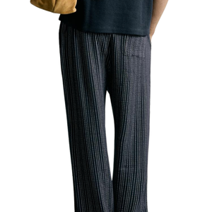 Pantalon décontracté pour homme à rayures, coupe droite, taille élastique, avec poches, personnalisable OEM, léger, style streetwear - Product Image 3