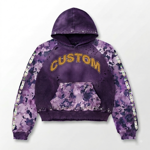 Sweat à capuche zippé unisexe en polaire avec broderie 3D personnalisée, manches raglan, coupe classique, style streetwear, poche imprimée - Product Image 1