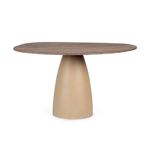 Nueva Mesa de Comedor Plegable Moderna de 4 Plazas con Cubierta de Madera de Mango Sólido con Acabado Marrón Arenado y Base de Metal Texturizado Cónico - Product Image 1