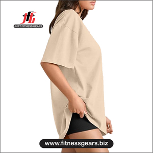 Camiseta de mujer con cuello redondo y manga corta, estampado vaquero arcoíris, ecológica, azul liso, de punto, casual, de ajuste holgado, con bordado de plumas - Product Image 6