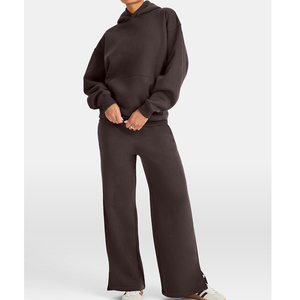 Oversized Solid Color Two Pieces Custom Fashion <b>Hoodies</b> and Sport Pant Activewear <b>Workout</b> Gym Fitness Clothing Women Tracksuit - Product Image 1