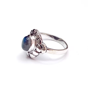 Designer Blue Fire <b>Labradorite</b> Silver 925 <b>Ring</b> Oval Shape Gemstone Elegant Smooth Band Modern Stylish Look - Product Image 2
