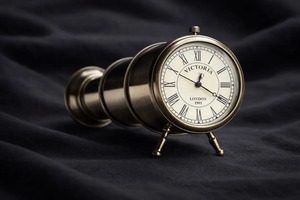 Horloge de bureau Victoria en métal, design circulaire traditionnel, mouvement mécanique, affichage des heures par sonnerie Luminova, aiguilles lumineuses, support noir - Product Image 4