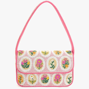 Sac à bandoulière rose fait main perlé pour femme, pochette de soirée vintage à motif floral camée, sac à main de fête style Cottagecore Y2K Boho, Craftera Exports - Product Image 1