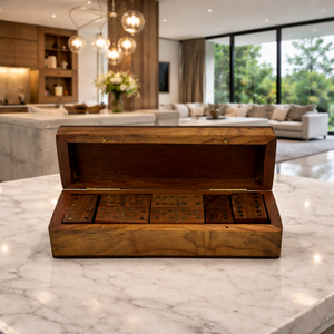 Handmade Indian Rosewood Wooden Dominoes Set with Box Premium Domino <b>Tiles</b> Antique Style Board Game Wholesale - Product Image 2