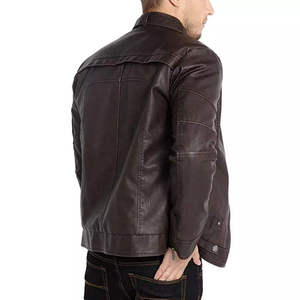Hot Sale Men's <b>Winter</b> <b>Leather</b> <b>Jacket</b> with Stand Collar Comfortable Breathable Windproof Custom Size Available Men <b>Leather</b> <b>Jacket</b> - Product Image 2