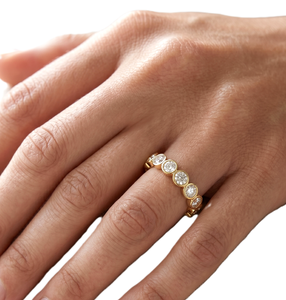 Wholesale Round Lab Grown Diamond 10K 14K Solid Gold Bezel Set Full Eternity Band Stackable Band Fashion Moissanite Diamond Ring - Product Image 6