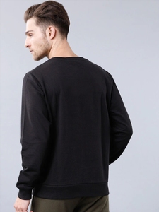 Sudadera Negra de Cuello Redondo para Hombre, Corte Regular, Logotipo Estampado, Informal, Tejida, 100% Algodón, para Otoño - Product Image 2