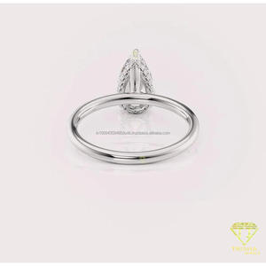 Bague de mariée en argent 925 avec diamant de laboratoire taille poire et élégant design à double bande pour les détaillants de bijoux - Product Image 5