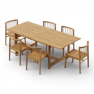 ชุดโต๊ะรับประทานอาหารไม้สักแท้สไตล์โมเดิร์น 6 ที่นั่ง สไตล์สแกนดิเนเวียนกลางศตวรรษ เฟอร์นิเจอร์สวนกลางแจ้งพร้อมเก้าอี้พนักพิงลายเกลียว - Product Image 6
