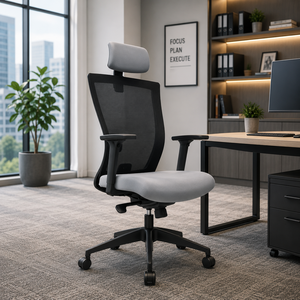 Chaise de bureau exécutive ergonomique moderne KINSHA CV-01, réglable en hauteur, pivotante, certifiée BIFMA, en tissu PP PU, vente en gros - Product Image 1
