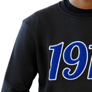 <b>Black</b> 1914 Chenille Sweatshirt Mens Greek Letter Crewneck Premium Fraternity Pullover Soft <b>Fleece</b> Classic Fit Casual Apparel - Product Image 4