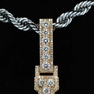 Vertical Letter Iced Out Custom Moissanite Name <b>Pendant</b> Hip Hop Two Tone <b>Initial</b> Letter 925 <b>Silver</b> GRA Certified Diamond <b>Pendant</b> - Product Image 2