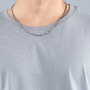 T-shirt homme gris uni à col rond, manches courtes, coupe classique, en coton, décontracté - Product Image 2
