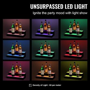 Espositore Illuminato a LED a 2 Livelli da 16 Pollici in Acrilico per Bar Domestico, Scaffale Commerciale Illuminato per Whisky e Liquori - Product Image 1