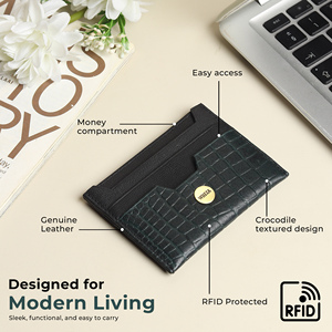 WRIZA Handcrafted Genuine Leather RFID Protected Card Holder with 6 Card Slots for Men & Women. - Product Image 2