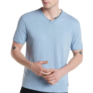 Organic V-Neck T-<b>Shirt</b> Light <b>Blue</b> Slim Fit V Neck T <b>Shirt</b> <b>Mens</b> Premium Fitted Sueded V-Neck Tee T <b>Shirts</b> - Product Image 4