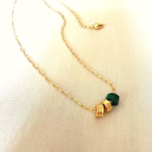 Collar con Colgante de Malaquita, Cadena de Plata de Ley con Baño de Rodio y Oro, Joyería de Piedra Verde para Mujer, Estilo Vintage, Proveedor Mayorista para Bodas - Product Image 6