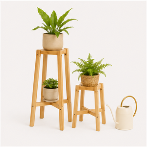 Support à plantes en bois écologique à 2 niveaux, intérieur/extérieur, durable, moderne, étagère à plantes multi-niveaux pour usage en jardin - Product Image 3